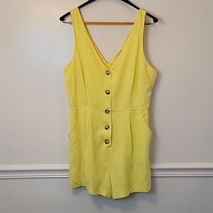 Lush‎ Yellow Linen Romper Womens Large
